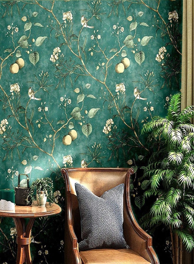 ANNACREATIONS ANNA CREATIONS Self Adhesive Decorative Peel Stick Sea Green Waterproof Floral Wallpaper Removable Wall Sticker for Living Room Hall Decoration PVC Vinyl DIY Wall Stickers 45x304cm (Green Cherry) - Image 2